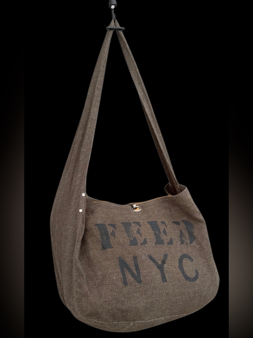 Feed NYC Large Tote Messenger Dog Grocery Bag Carrier Slate Gray Brown Travel